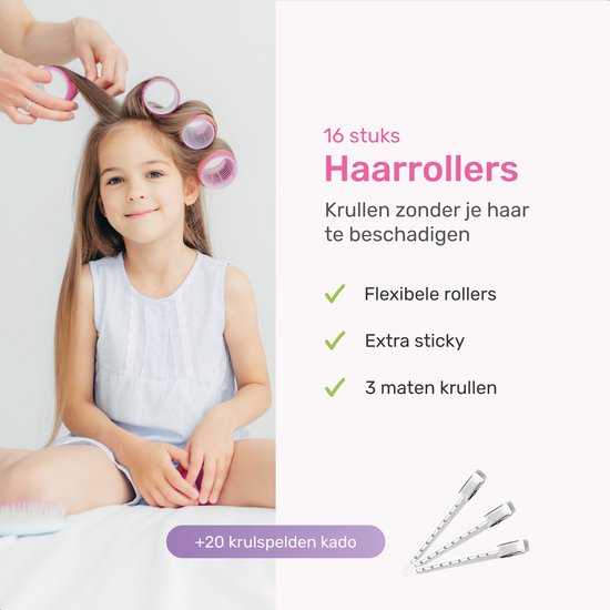 Lockenwickler-Set 18 Rollen - Inkl. 20 Haarspangen - Groß - Ohne Hitze - 3 Größen - blau/rosa
