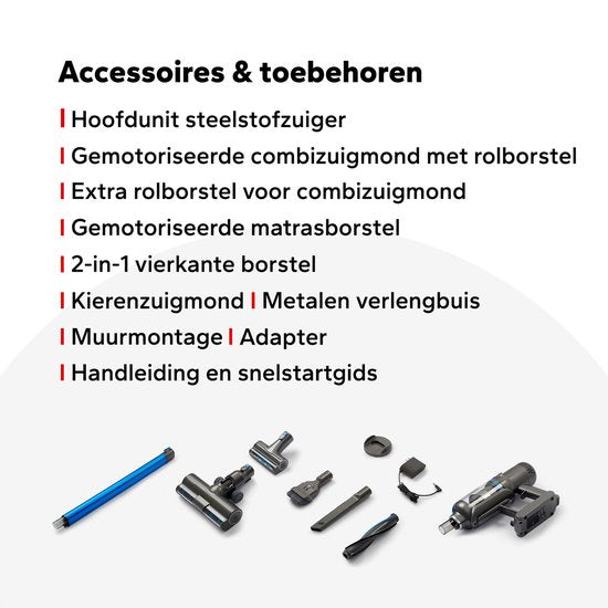 Puppyoo T12 Pure Steel Staubsauger, kabellos mit Handstaubsauger – HEPA 12 – Blau