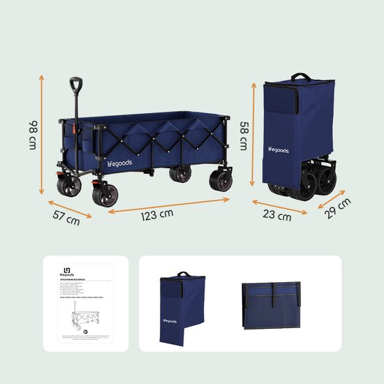 LifeGoods Wagon - XXL - faltbar - 300L - 150KG Tragfähigkeit - Blau
