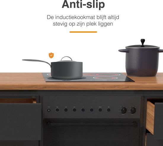 KitchenLove Induktionsschutz - Matte rund - 4 Stück 3 Größen - Pfannenschutzmatte - Hitzebeständig bis 240°C - Schwarz