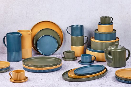 BJORN SCANDI Komplettes Essgeschirr - 36 Teile - Ocker