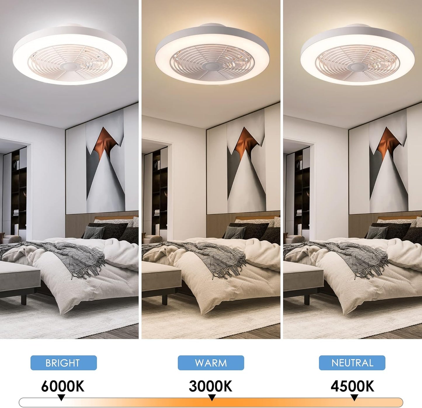 Orison Low Profile-Deckenventilator 52x52x21 cm - Weiß - Geräuschloser Betrieb