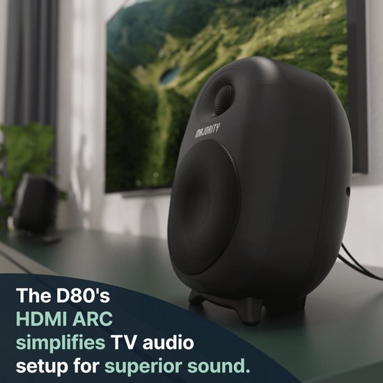 Majority D80 Regallautsprecher - mit Bluetooth - 80 Watt - integrierte Verstärker - HDMI ARC-Anschluss - schwarz
