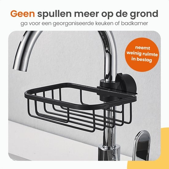 Goliving Duschregal hängend - Duschregal - Ohne Bohren - Küchenregal - Spülbeckenorganisator - Badezimmerzubehör - 19,5 cm - 2er Set - Schwarz