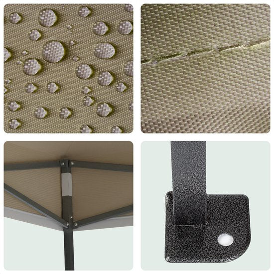 LifeGoods - Partyzelt - Faltbar - Einfacher Aufbau - Wasserdicht - Tragetasche mit Rädern - 3x6 m - Beige