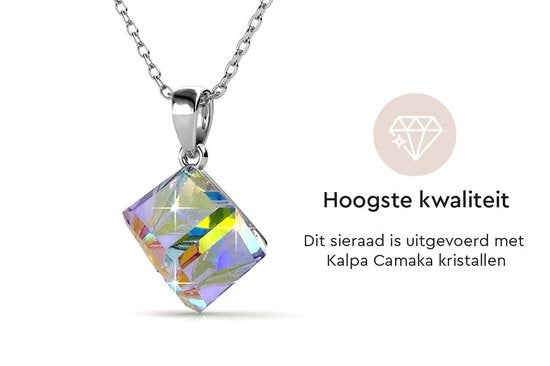 Yolora Damenhalskette mit Anhänger und Kalpa Camaka Kristall - Farbe Silber - 18K Weißgold vergoldet - Geschenkverpackt