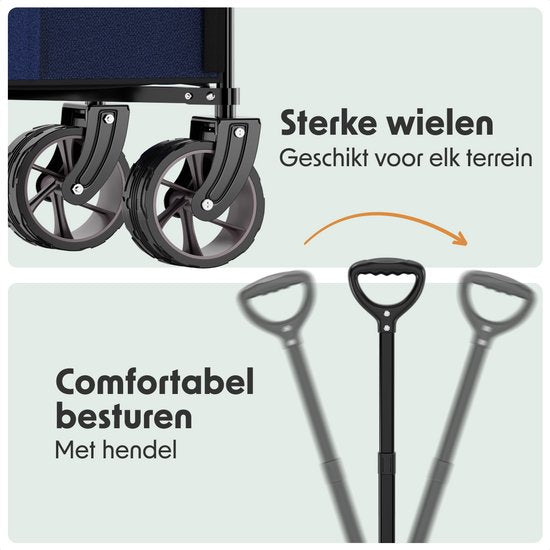 LifeGoods Bollerwagen - XL - Faltbar - 200L - 100KG Tragkraft - Blau