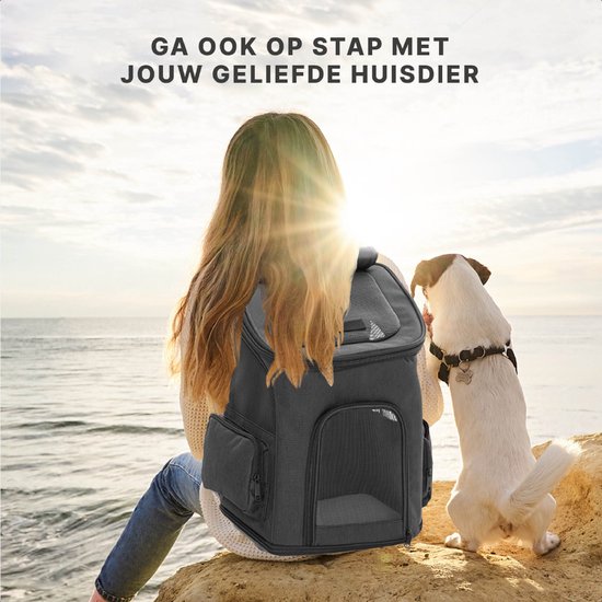 Jake and Jacky Hunderucksack - Hundetasche - Hundetransporttasche - Katzentransporttasche - Katzenreisetasche - bis zu 8 kg - Schwarz