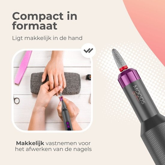 Moods Gellac Professional Electric Nail Grinder - 20000RPM - Cordless and Rechargeable - Grau - Nagelfeile - Maniküre & Pediküre Set - Nagelfeile Electric