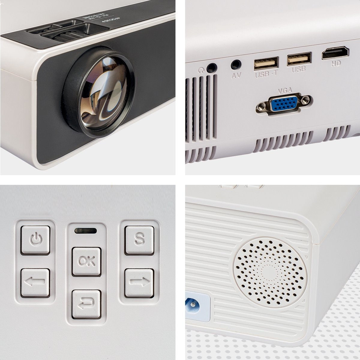 Auronic Mini Beamer - 4500 Lumen - WiFi - 200" Projektion - Full HD - HDMI, Fernbedienung und Tragetasche - Weiß