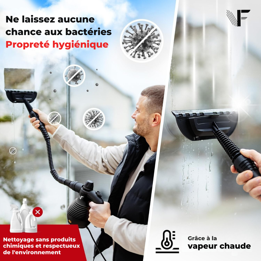 Neighbour's Friend Manueller Dampfreiniger - Dampfregulierung - Inklusive Zubehör - 350ml Tank - Schwarz