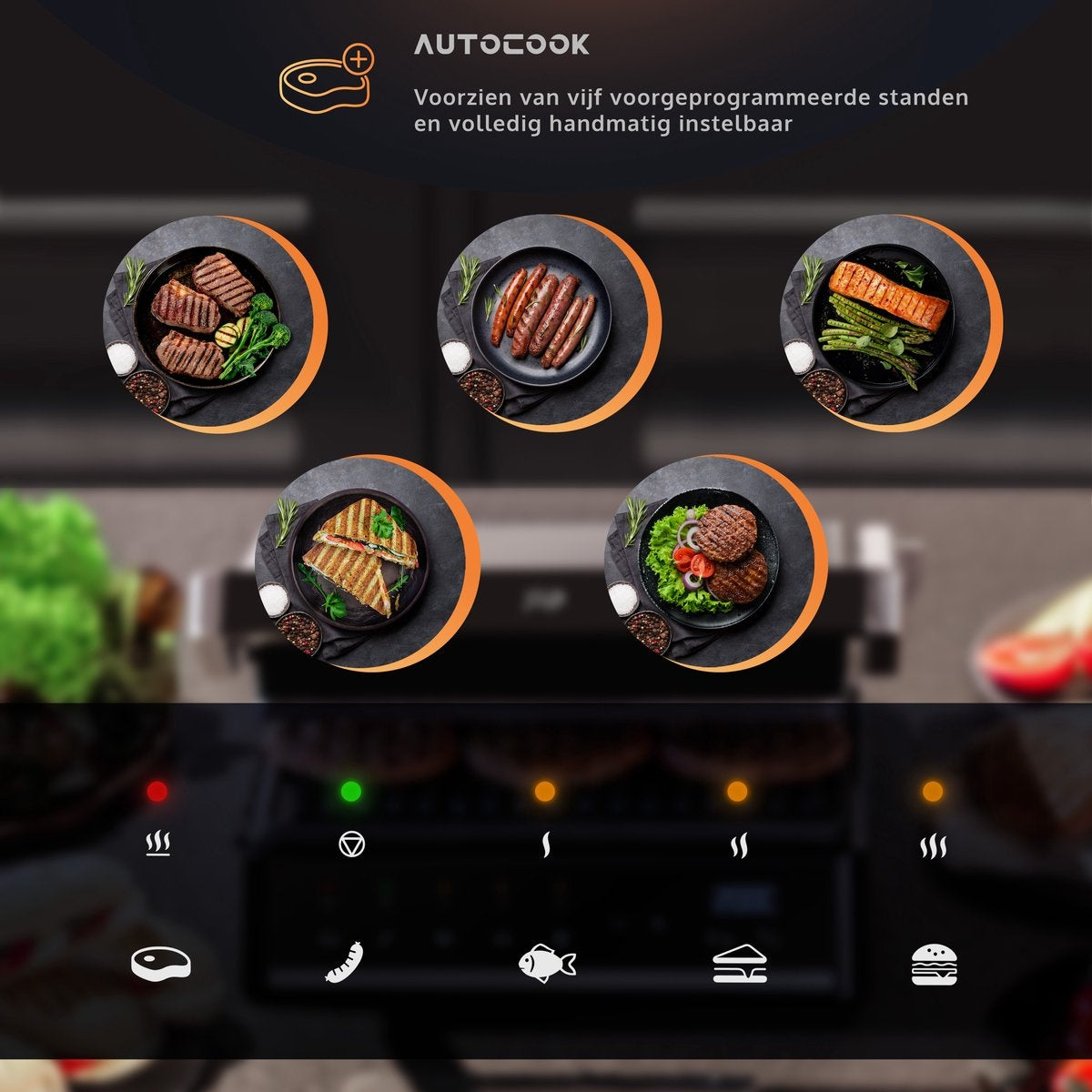 JAP Integrill - Intelligenter Kontaktgrill - Spülmaschinenfest - 180Â¬âˆ« schwenkbar - Mit abnehmbaren Platten - Toastvorrichtung