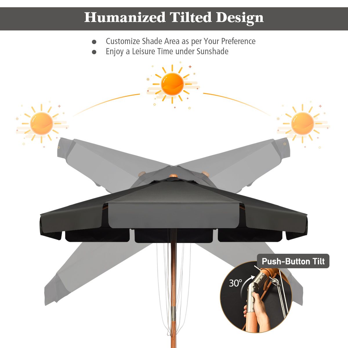 Coast Terrassen-Sonnenschirm - Ã˜3m - 8 Stangen - Schwarz