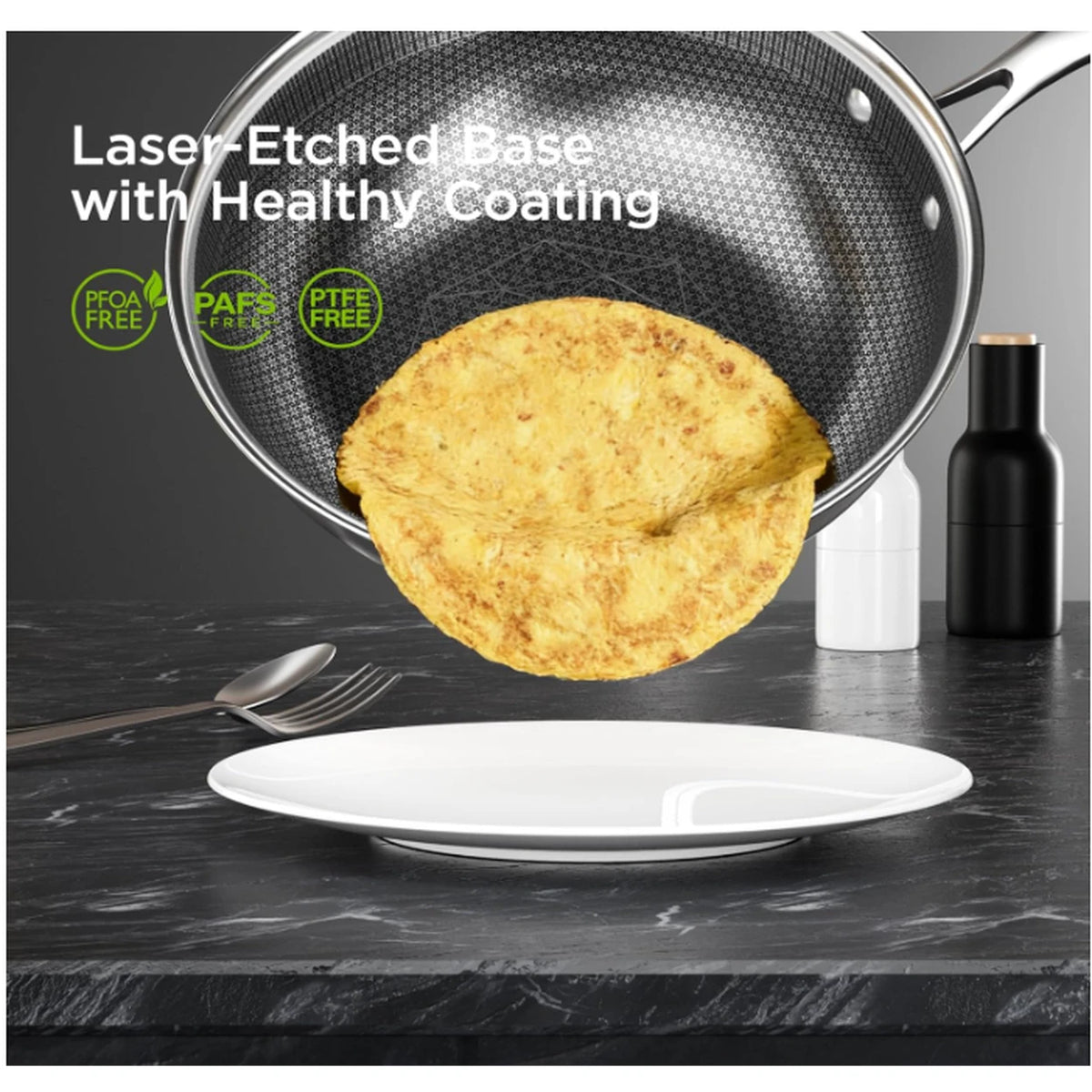 COOKER KING Wokpfanne – 26 cm – 3-lagiges Edelstahl – Antihaftbeschichtung