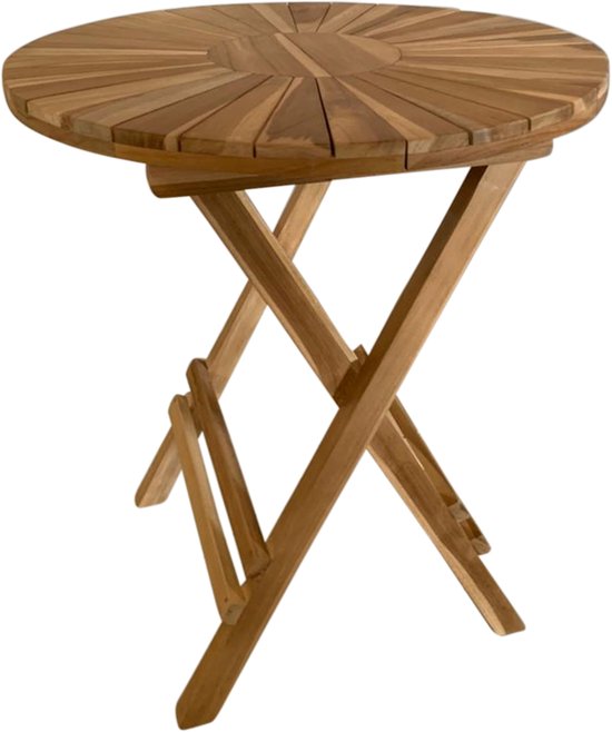AXI Gia Teak-Gartentisch, rund – 60 x 60 x 75 cm – zusammenklappbar – runder Klapptisch – Gartentisch aus Holz – braun – für 2 Personen – für Garten, Terrasse und Balkon