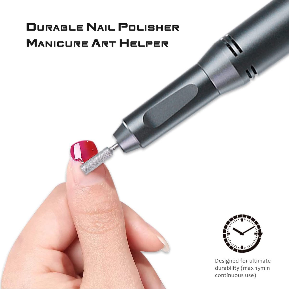 Fuegobird Elektrische Nagelfeile - Professionelle Maniküre & Pediküre Set - Kabellos - 30,000 RPM - 15 x 3.5 cm - Grau