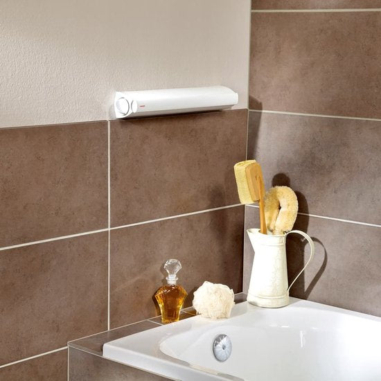 Leifheit Wandtrockner Rollfix 210 Longline – 21 m Trockenlänge – zum Aufhängen – weiß