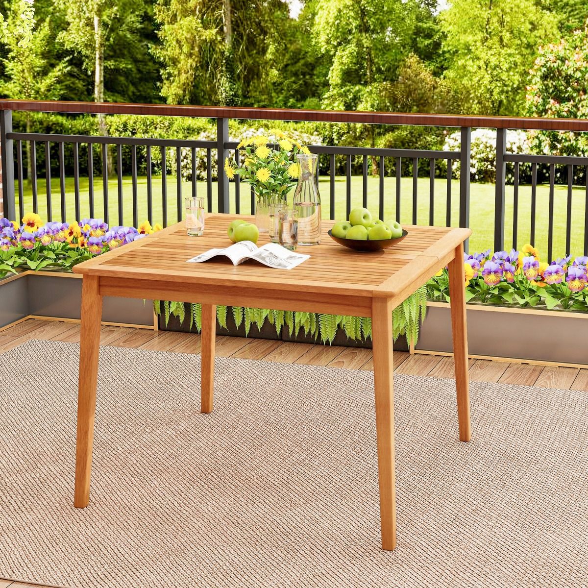 Coast Gartentisch aus Akazienholz – quadratisch – mit Sonnenschirmloch – naturbelassen – 100 x 100 cm