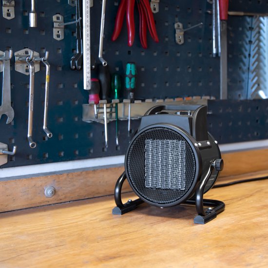 VONROC Elektroheizgerät - Strahlheizgerät - Heizlüfter - Keramik - 3 Stufen: 1000W/2000W/Ventilator - für Räume bis 20m2 - grau