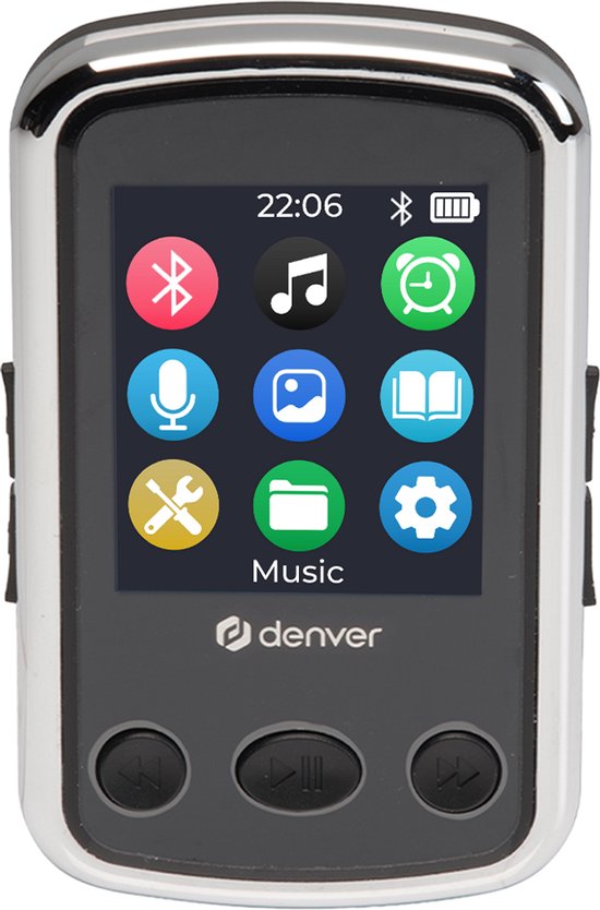 Denver MP3 Player inkl. Ohrhörer - Erweiterbar bis zu 128GB - Shuffle/Repeat Modus - Kinder und Erwachsene - Befestigungsclip - AUX - MPS320B - Schwarz