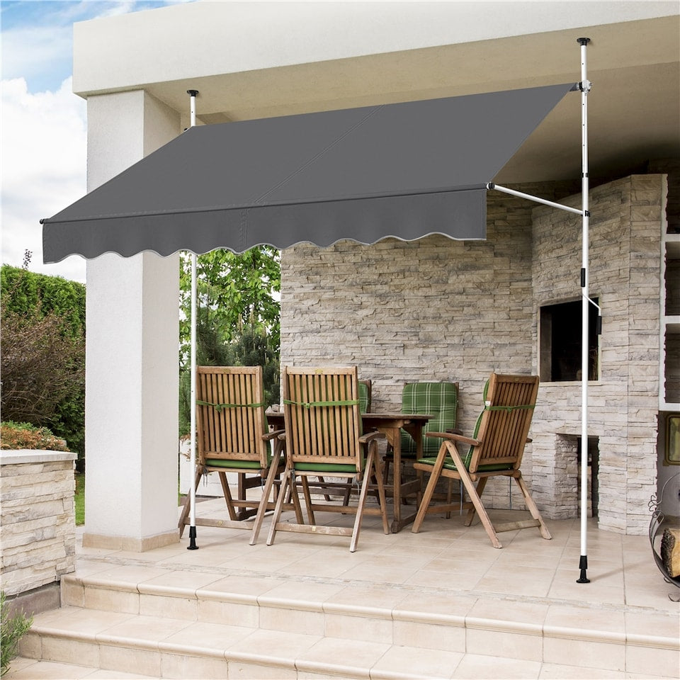 Yaheetech Clamp Sunshade Dunkelgrau - Manuell ausziehbar - 250 x 120 cm - Höhe 210-300 cm