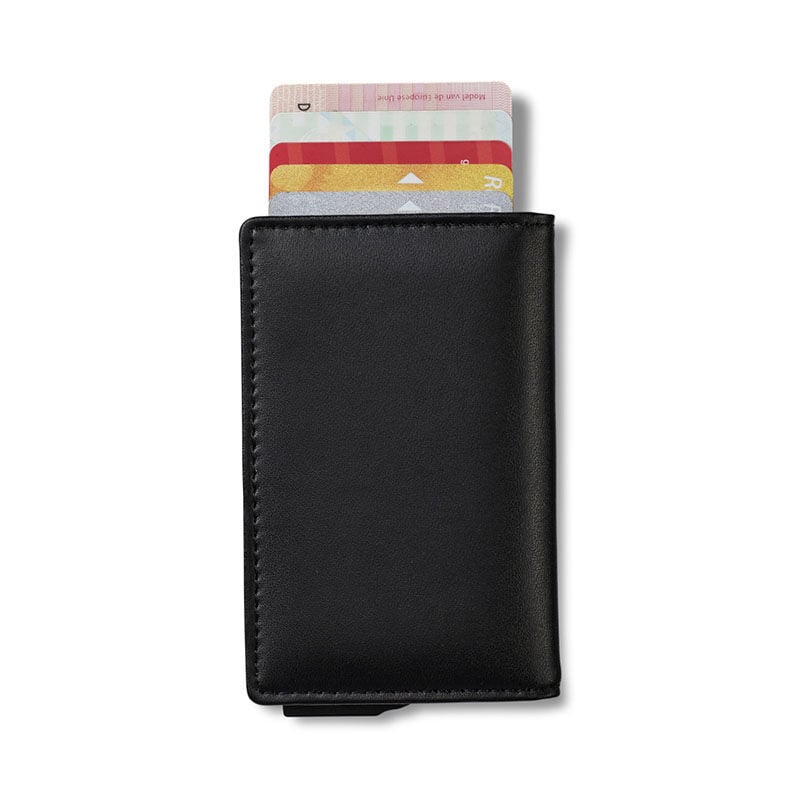 The Trend Leder Smart Wallet mit Kartenhalter Schwarz - Kompakt 11x8x2 cm - RFID Schutz