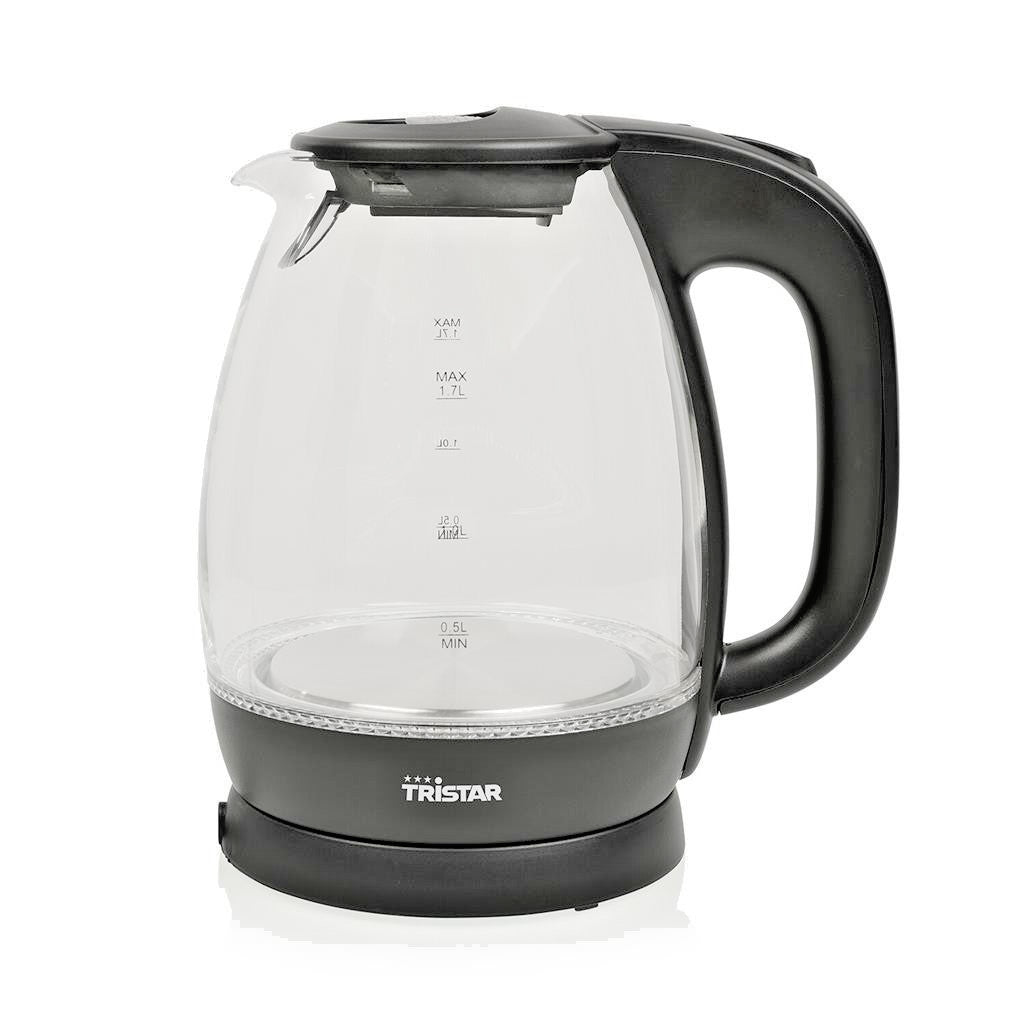 Tristar Wasserkocher WK-3405 Glas – 1,7 Liter – 2200 W – Heizplatte aus Edelstahl – LED-Beleuchtung