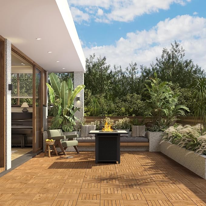 Yaheetech Terrassenfliesen aus Akazienholz mit Klicksystem – 27 Stück – 30 x 30 cm – 2,6 m² – Holzfarbe