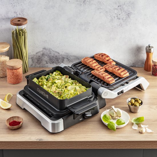 Tefal OptiGrill 4in1 GC774D – Intelligenter Kontaktgrill – Inklusive Bratpfanne – 9 Automatikprogramme – Garstandsanzeige – 2100 W