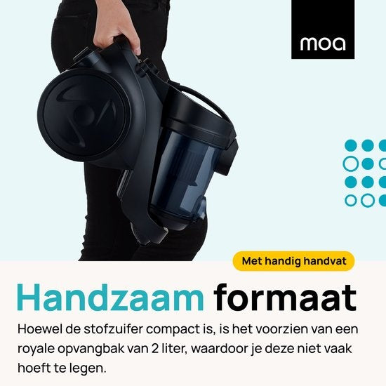 MOA Leistungsstarker Staubsauger ohne Beutel - 23 kPa - Schwarz - 900W - VC85B