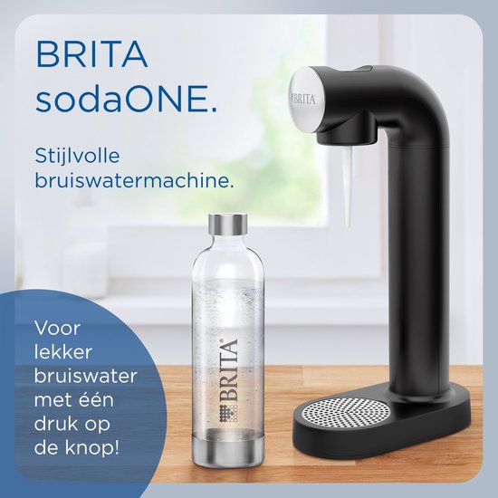 Brita SodaONE Sprudelwasserbereiter Schwarz – mit 1 CO₂-Flasche und 1 Soda-Flasche