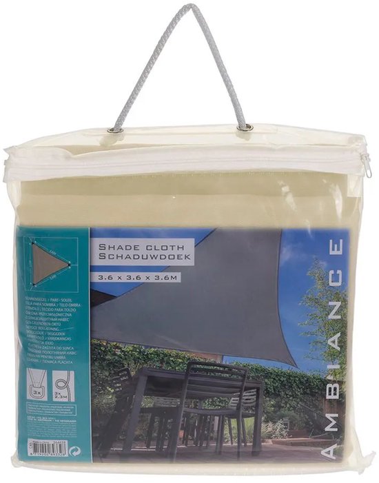 Sonnenschutzvlies UV50+ dreieckig taupe 3,6 x 3,6 x 3,6 m Gartensonnenschutz