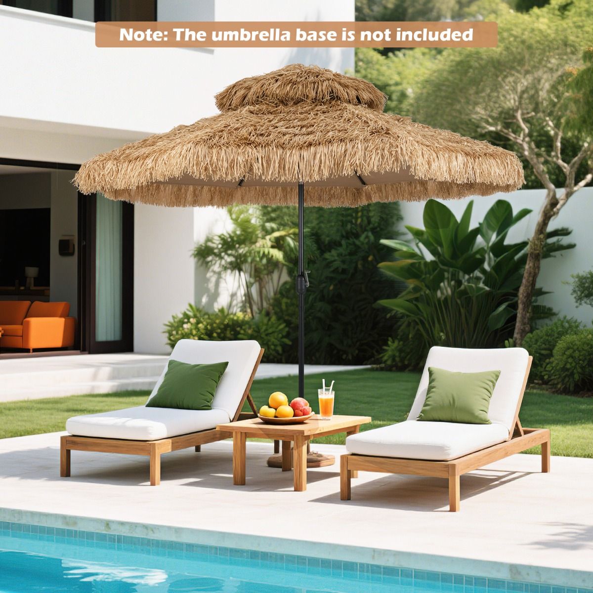 Coast 299 cm Wicker Tiki Parasol Hawaii Double Deck Market Parasol - Natur/Schwarz, Ø 299 cm x 270 cm hoch
