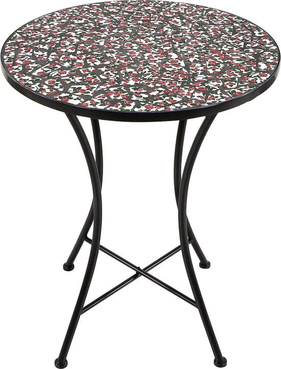 AXI Amélie Bistro-Set „Mozaïek Bloemen“ in Rosa – Metallgestell mit Keramikfliesen – Balkonset mit 2 Stühlen und einem Tisch