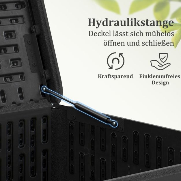 Coast 378L Gartenbox / Aufbewahrungsbox - Wasserdicht, abschließbar, multifunktional - Schwarz