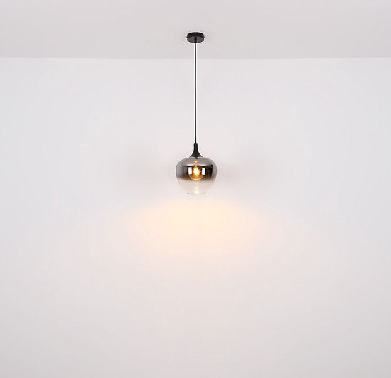 Globo Pendelleuchte Maxy - Schwarz - Rauchglas - Ø29 cm - E27-Fassung - Verstellbar & dimmbar Produktbeschreibung