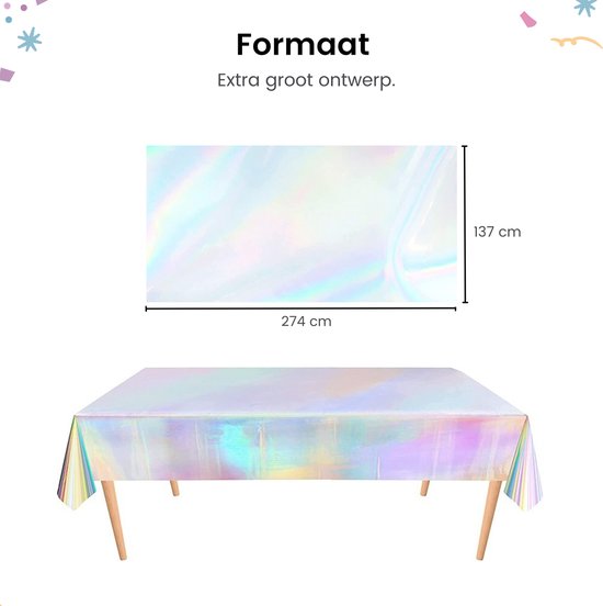 Partizzle 2x Plastik Einwegtischdecke - Einhorn Party Dekorationen - Meerjungfrau Geburtstag - Holographischer Regenbogen - 274 x 137 cm