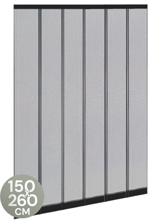 O'DADDY® - Fliegengitter - 150x260 cm - Verstellbares Design - Fiberglas - Schwarz