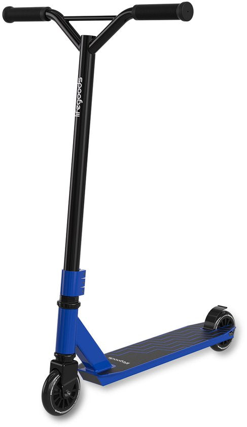 LifeGoods Stuntstep Fly X - 6+ Jahre - Schritt für Kinder - Jungen/Mädchen - 100mm - 100KG - Schwarz/Blau