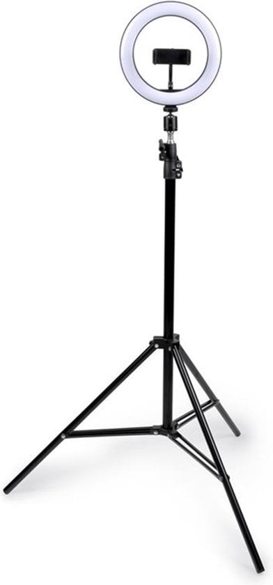 Grundig Ringlampe mit Stativ und Handyhalterung - Verstellbar bis zu 210cm - Geeignet für TikTok und YouTube - 3 Lichtmodi
