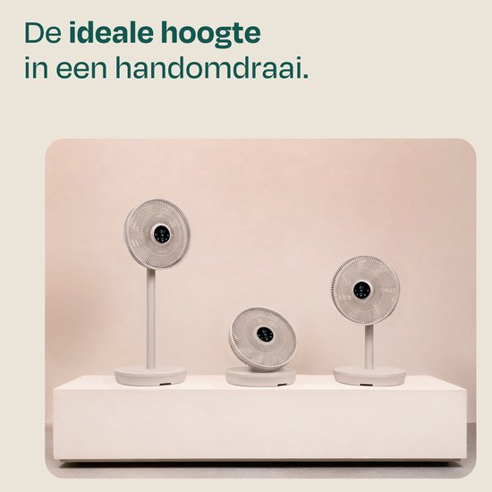 VONROC BREEZE Kabelloser Ventilator – Flüsterleise (<44 dB) – 24 Geschwindigkeitsstufen – leicht und tragbar – 3 Windmodi: Natürlich, Schlaf, Normal – Modular: Tisch- und Standventilator – Luxuriöses Touch-Display – Inkl. Fernbedienung – Beige