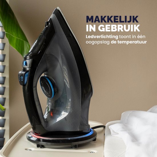 BREND BR-2232 Kabelloses Dampfbügeleisen mit Ladestation - Vertikale Dampffunktion, Anti-Kalk und Selbstreinigung - Einstellbarer Thermostat - 200W