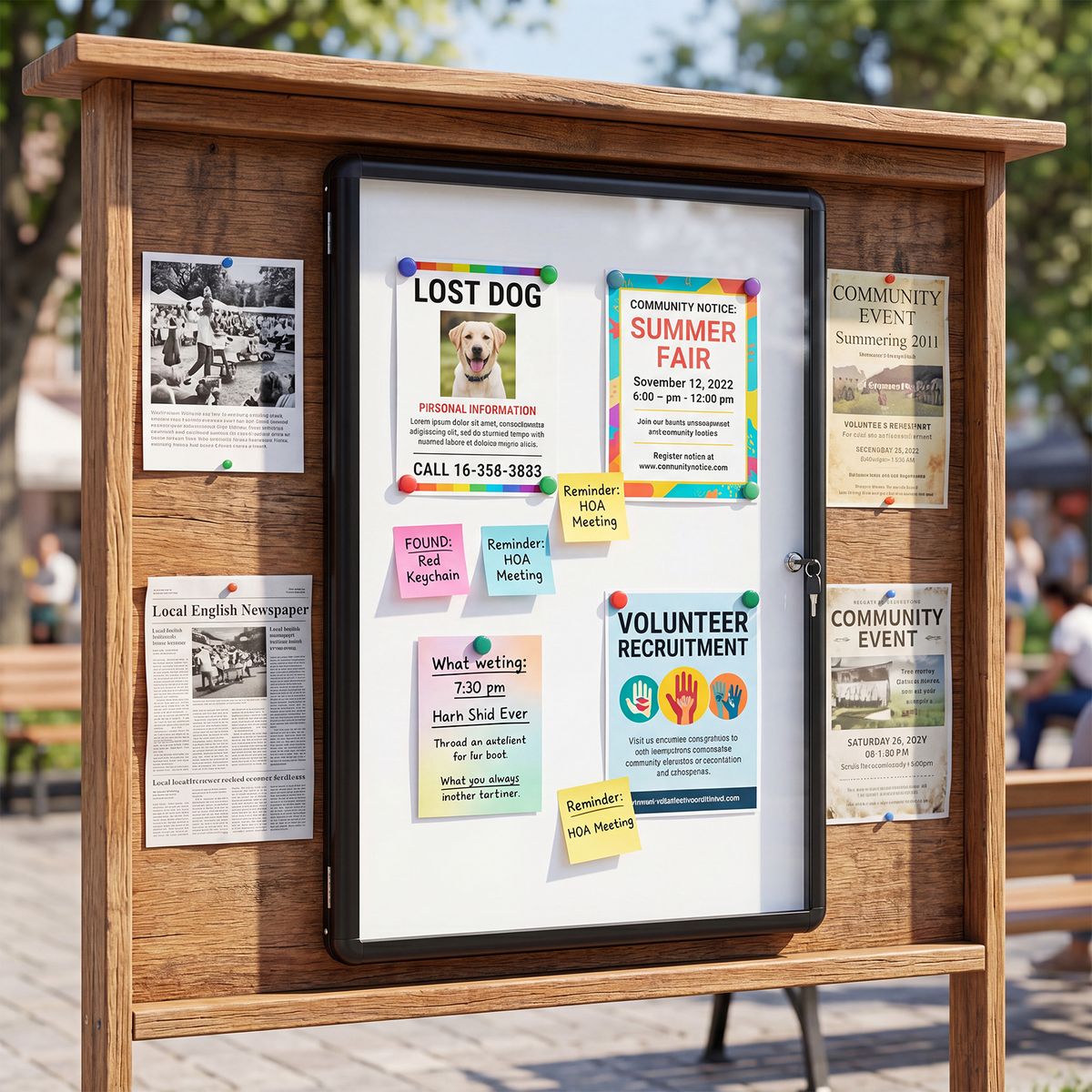 Coast – Abschließbare Vitrine mit Informationstafel – Magnetische und beschreibbare Rückwand – Größe M – Schwarz