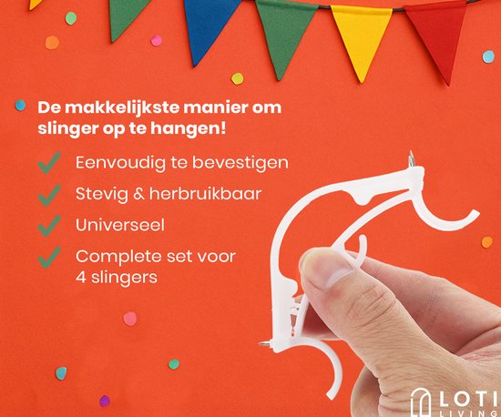 Loti Living Sling Clips - 8 Stück - Sling Clips zum Aufhängen von Girlanden - Corner Clips - Wiederverwendbare Party Clips - Slinger Clips für Ecken
