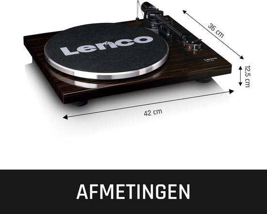 Lenco Plattenspieler mit Bluetooth - Ortofon 2M Red Cartridge und Anpressgewicht - Lenco Expertise Linie - LBT-345WA - Braun