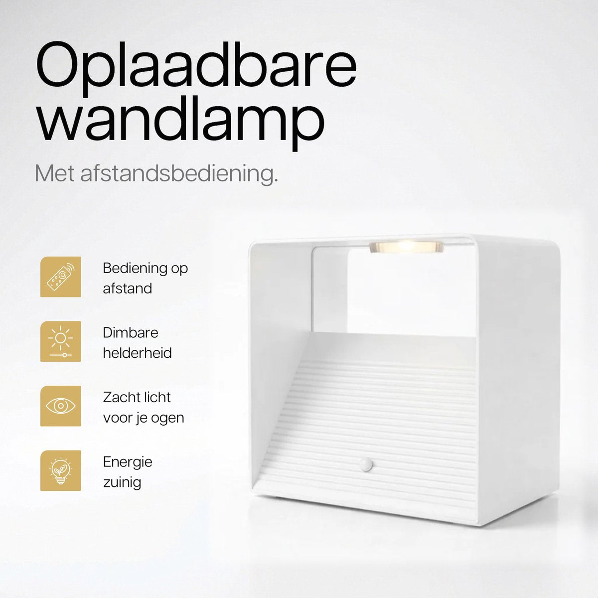 Luminize Wiederaufladbare Wandleuchte mit Fernbedienung – Weiß – 10 x 10 x 8 cm