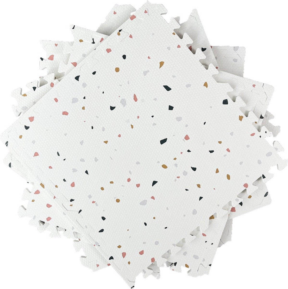 NilaFee Luxus-Spielmatte für Babys – Terrazzo-Puzzlematte – 180 x 120 x 1,5 cm – Classic Weiß