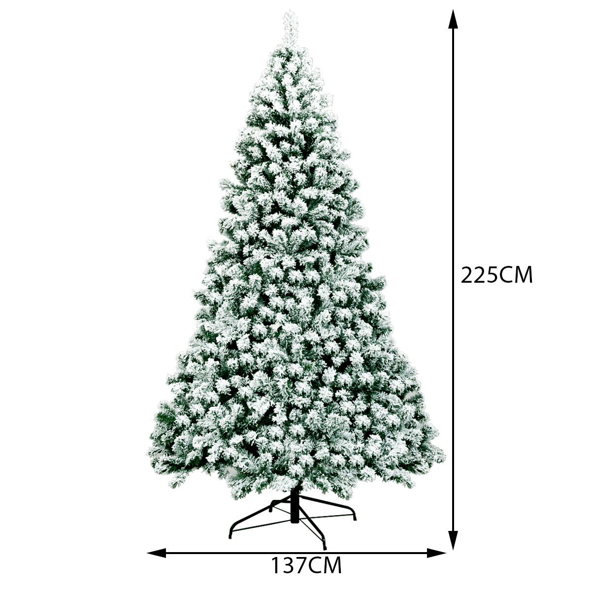 Coast 225 cm beleuchteter, schneebedeckter Weihnachtsbaum mit klappbarem Metallständer grün + weiß