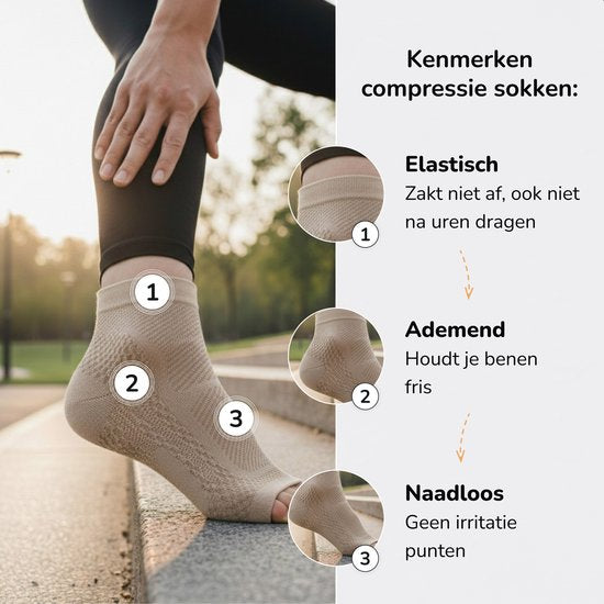 Alyze Compression Socks - 2 Paar - Größe 41-46 - Für Frauen und Männer - Neuropathie - Strümpfe - Medizinische Stützstrümpfe - Diabetes - Bett - Schlaf - Sport - Socken - Durchblutung & Laufen