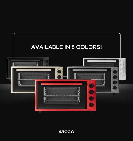 Wiggo WMO-E456(B) – Freistehender Mini-Backofen – elektrisch – 60 cm – 45 Liter – 2000 W – 5 Jahre Garantie – Schwarz